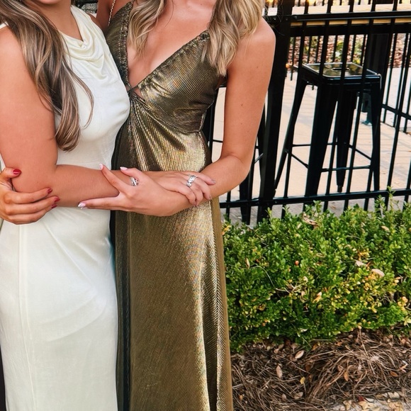 Show Me Your MuMu Dresses & Skirts - Show Me Your MuMu Shimmering Gold Halter Dress (Paros Maxi dress)
